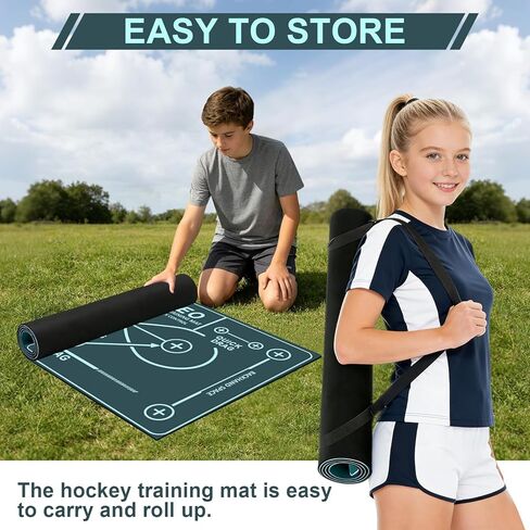Field Hockey Training Mat 59"x35" - Non-Slip Neoprene Stick Handling & Dribbling Practice Pad for Kids & Adults - Indoor Home Gym Floor Equipment - Improves Ball Control Speed & Hand-Eye Coordination in Saudi Arabia