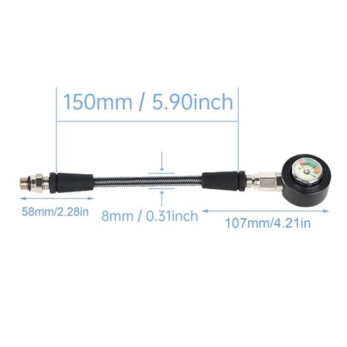 Pongnas Diving Pressure Gauge, Aluminum Alloy Carbon Fiber Weaved Hose High Pressure Diving Submersible Pressure Luminous for Underwater (15cm) in Saudi Arabia