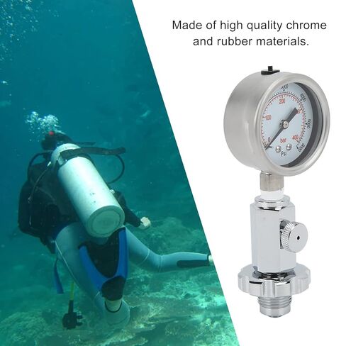 Scuba Diving Pressure Gauge 0‑400 Bar 0‑6000 PSI Compatible with DIN Valves, Features Easy Reading Dial, Durable Metallic and Rubber Construction, includes Quick and Accurate in Kuwait