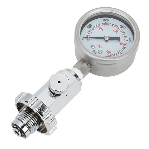 Scuba Diving Pressure Gauge 0‑400 Bar 0‑6000 PSI Compatible with DIN Valves, Features Easy Reading Dial, Durable Metallic and Rubber Construction, includes Quick and Accurate in Kuwait