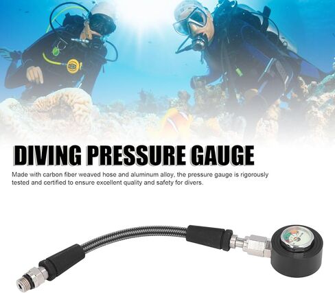 Diving Pressure Gauge, Scuba Diving Pressure Gauge, Luminous Submersible Pressure Gauge with High Pressure Hose for BCD in Saudi Arabia