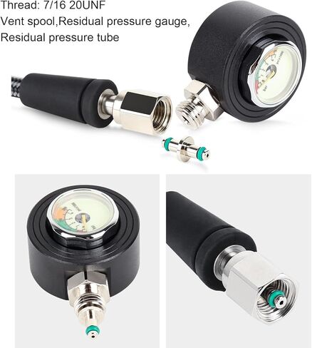 Diving Pressure Gauge, Scuba Diving Pressure Gauge, Luminous Submersible Pressure Gauge with High Pressure Hose for BCD in Saudi Arabia