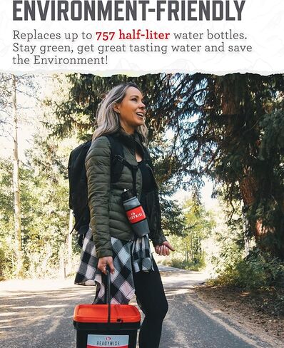 ReadyWise - 28 أونصة، زجاجة تنقية مياه سيشيل، المشي لمسافات طويلة، حقيبة الظهر، زجاجة مياه للتخييم، خالية من مادة BPA، معدات ومستلزمات التحضير، رمادي/أسود in Kuwait