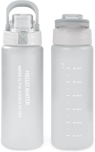 27oz Sports Water Bottle with Removable Filter, Motivational Water Bottle with Capacity Marker, Leakproof Drinking Water Bottle with Handle for Travel Fitness Gym Outdoor (White) in Saudi Arabia