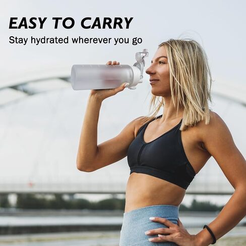 27oz Sports Water Bottle with Removable Filter, Motivational Water Bottle with Capacity Marker, Leakproof Drinking Water Bottle with Handle for Travel Fitness Gym Outdoor (White) in Saudi Arabia