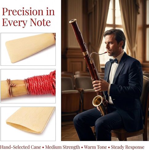 Totority Bassoon Reed Medium Strength, Hand-Selected Natural Cane Reed for Warm Tone & Steady Response, Professional Woodwind Accessory for Students & Advanced Players in Saudi Arabia