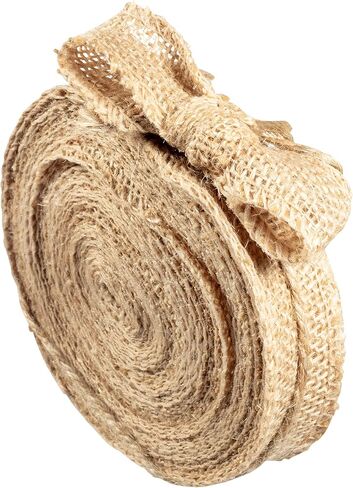 Natural Burlap Ribbons (2.5" Wide, 10 Yards)-No Wire, 100% Jute-DIY Art & Craft & Projects, Gift Wrapping, Bows, Indoor Outdoor Rustic Wedding Decoration, Trimming, Gift Basket in Kuwait