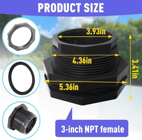 تركيب حاجز PVC مقاس 3 بوصة (خيوط NPT) - أنابيب حاجز السباكة موصل خزان المياه للخدمة الشاقة لموصل أنابيب خزان المياه، وبراميل المطر، وخزان المياه، وأحواض السمك، وحمامات السباحة in Kuwait