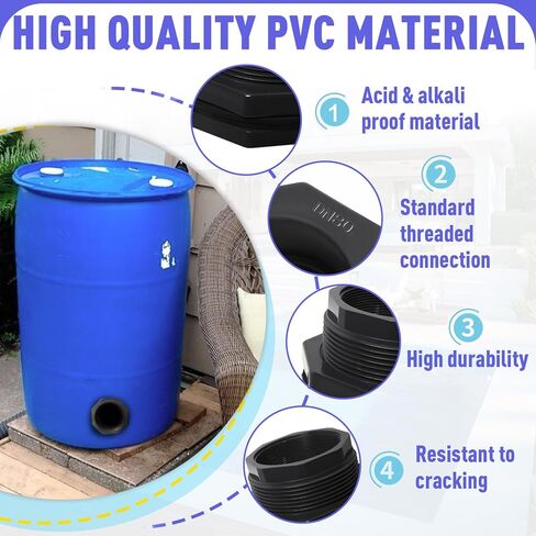 تركيب حاجز PVC مقاس 3 بوصة (خيوط NPT) - أنابيب حاجز السباكة موصل خزان المياه للخدمة الشاقة لموصل أنابيب خزان المياه، وبراميل المطر، وخزان المياه، وأحواض السمك، وحمامات السباحة in Kuwait