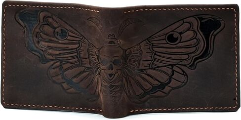 Genuine leather handcrafted wallet, bifold wallet with ID card slot, cool wallet for dad - Lion head in Kuwait