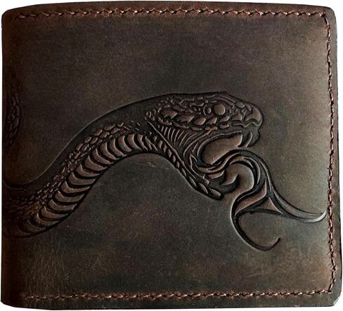 Genuine leather handcrafted wallet, bifold wallet with ID card slot, cool wallet for dad - Lion head in Kuwait