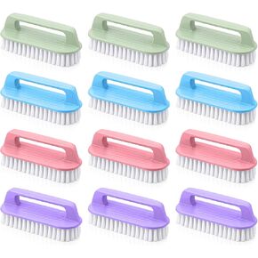 فرشاة تنظيف 12 قطعة من فرش التنظيف متعددة الأغراض شديدة التحمل بشعيرات صلبة، 4 ألوان (أرجواني وردي أزرق أخضر) للأرضيات وحوض الاستحمام والبلاط والأسطح المنزلية in Kuwait