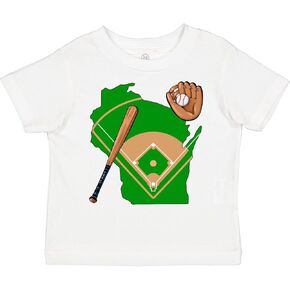 inktastic Wisconsin Baseball with Bat and Glove Toddler T-Shirt in Kuwait