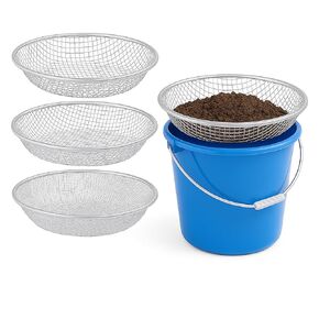 مجموعة من 3 قطع من منخل التربة لدلو سعة 5 جالون، شاشات منخل السماد من الفولاذ المجلفن شديد التحمل، 3 أحجام شبكية 1/8 بوصة 1/4 بوصة 3/8 بوصة (3 مم/6 مم/10 مم) للأوساخ والصخور والحصى ومسبوكات الدودة وأداة سماد الحديقة in Kuwait