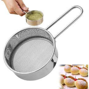 Mini Stainless Steel Flour Sifter - 4.33" Fine Mesh Baking Sieve with Handle Multi-Purpose Powder Sifter Mini Stainless Steel Flour Sieve with Fine Mesh for Flour, Sugar, Spices & Powdered Ingredients in Kuwait