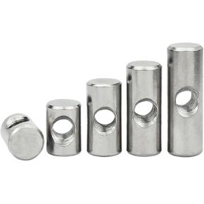 Barrel nut, M4 M5 M6Hammer Nut One-word Thread With Hole Cylindrical Positioning Pin Embedded Connection 5pcs(14mm (5Pcs),D8xM5) in Kuwait