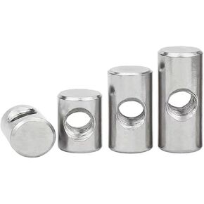 Barrel nut, 10PcsCylindrical Pin Dowel Cross Hole Hammer Embedded Nut for Wood Furniture M4 M5 M6(M6x18 OD10) in Kuwait