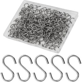100PCS 1 Inch S Hook, Mini S Hook for Displaying Keychains on Racks, S Shaped Small Hooks for Ornaments, DIY Crafts, Hardware Wooden Signs Planters, Silver in Saudi Arabia