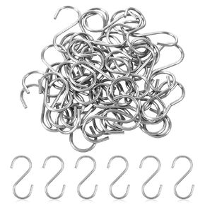 48PCS 1.6 Inch Mini S Hooks, Heavy Duty Metal S Shaped Hooks, Small S-Hook, Curtain Hanging Connectors, S-Shaped Utility Hook for Ornaments, Jewelry, Hanging, Hardware and DIY Crafts (Silver) in Kuwait