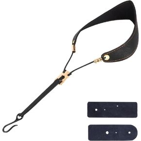 Leather Clarinet Neck Strap Black PU Leather Alloy Adjustable Wide Padded Ergonomic Design Musical Instruments Parts Clarinets Straps for Oboe Sax Baritone Soprano Horn Accessories in Saudi Arabia