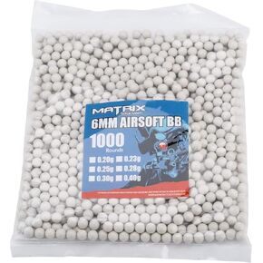 Evike Airsoft - 0.40g Sniper MAX Grade 6mm Airsoft BB by Matrix (Color: White / 1,000 Rounds) in Kuwait
