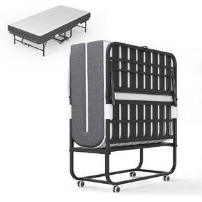 Folding Bed with Mattress,Rollaway 5-Inch Memory Foam Foldable Guest Bed for Adults,500lbs Capacity with Storage Cover and Sturdy Metal Frame,Side Storage Pocket,75"*31" in Kuwait