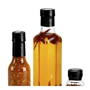 SKS Bottle & Packaging Shiny Black PVC Shrink Bands for Bottles - 52 mm x 55 mm Tamper Seals, Perforated Plastic Seals for Containers, Heat Shrink Bands, Food Safe, Hot Sauce Shrink Bands, Pack of 144 in Kuwait