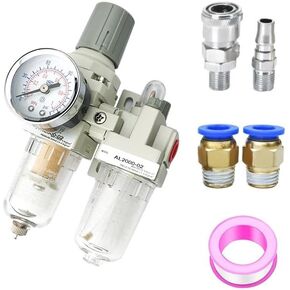 AC2010-02 AC2010-02D Pneumatic Pressure Regulator Oil Water Separator Manual Drainage Supply Pump Compressor Air Filter(Copper And PC6-02,AC2010-02D) in Saudi Arabia