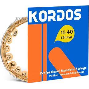Mandolin Strings, Vaccum-Sealed Packing Extended Life, for Mandolin- 90/10 Bronze Wound, Coated, Loop End, Hex Carbon Steel Core, Medium Gauge, 11-40 in Kuwait