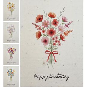 Seed Paper Thank You Cards – 4 Plantable Bouquet Inserts with Wildflower Seeds, 4 Greeting Cards & Envelopes, Unique Gift for Birthdays & Special Occasions in Kuwait