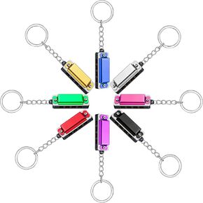 8 Pcs Mini Harmonica Keychain Portable 4 Hole 8 Tone Stainless Steel Harmonicas Multicolor Music Keychain Accessory for Music Party Favors Operation Christmas Favors in Kuwait