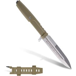 Extrema Ratio - Requiem (Black), Bohler N690 steel blade 4.9 mm thick, hardened to 58 HRC, black burnished finish, lightweight ergonomic handle, made in Italy in Kuwait