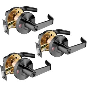 Ansi Grade 2 UL Fired Rated Commercial Heavy Duty Privacy Door Lever Lockset, ADA, Matt Black Finish (3 Sets) in Kuwait