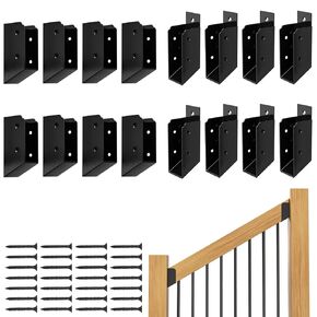 30° Stair Angle Stainless Steel Deck Railing Brackets Connectors for 2"x4" (Actual 1.5"x3.5") Railing Wood Post Stair Fence Railing Connectors with Coated Wood Screws,(2 Pair/Black) in Kuwait