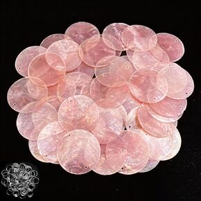Shells, 100PCS 2" Round Natural Shells with 2 Holes for Seashell Wind Chimes Curtain Shell Garland DIY Craft Wedding Home Decoration (Pink) in Saudi Arabia