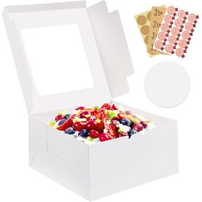 3 Pack Cake Boxes, 10x10x5 Inches Cake Boxes with Boards, White Square Bakery Boxes with Window, Disposable Cake Containers with Lids for Pastry Pie Cookies Chocolates Wedding Birthday Party in Saudi Arabia