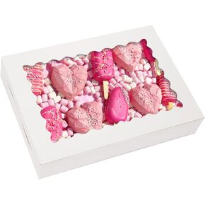 30 قطعة من صناديق البسكويت من تومنك، صناديق مخبز كبيرة مقاس 14 × 10 × 2.5 بوصة مع نافذة للحلويات والفطائر وكعك الفراولة والشوكولاتة والكعك والحلوى in Kuwait