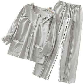 ملابس المرضى طريح الفراش، بدلة قابلة للتمزيق، ملابس علاج كيميائي قابلة للتكيف مفتوحة بالكامل، للفصول الأربعة، للرجال كحلي (M) in Kuwait