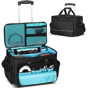 حقيبة كابل دي جي، حقيبة كابل دي جي متدحرجة مع عربة وفواصل قابلة للفصل، حقيبة أزعج ذات سعة كبيرة مع حجرة كمبيوتر محمول، حقيبة تنظيم احترافية للكابلات والميكروفونات ومعدات دي جي in Kuwait