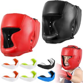 8 Pcs Kids Boxing Training Set - 2 Adjustable Headgear Helmets & 6 EVA Mouthguards for MMA, Muay Thai, Kickboxing - Beginner Sparring Gear in Kuwait