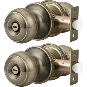 Probrico 6 حزمة مقابض باب الخصوصية قفل الداخلية غرفة نوم أبواب الحمامات مقبض العتيقة النحاس الكرة المستديرة بدون مفتاح Lockset in Kuwait