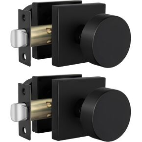 Goldenwarm Black Door Knobs Interior, Zinc Alloy Square Ball Matte Black Privacy Door Knobs for Bedroom, Bathroom,Heavy Duty Interior Door Knob Bulk - Modern & Stylish(6 Pack) in Kuwait