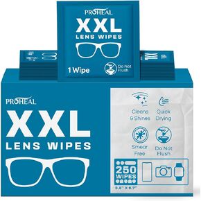 XXL Lens Wipes, 50 Count - 9.8"x6.7" Eye Glasses Cleaner Wipes for Lenses, Watches, Display Screens, and More - Cleans and Shines - Quick Drying, No Smear with Isopropyl Alcohol in Kuwait