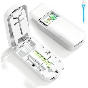 قطاعة حبوب منع الحمل 1/4 للحبوب الصغيرة، مقسم حبوب منع الحمل 1/2 1/3 للحبوب الصغيرة، شفرة من الفولاذ المقاوم للصدأ سهلة القطع للأقراص، كسارة حبوب محمولة سهلة الإمساك مع مساحة تخزين in Kuwait