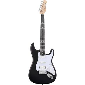 Tostar Beginner Electric Guitar, Solid Body, 39" Full Size Strat Style with HSS Pickups, 5-Way Switch, Tremolo Bridge, Maple Neck & Tectona Fretboard, Ideal for Beginners and Gifting, Black in Kuwait