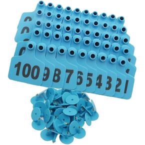 Livestock Identification Numbered Ear Tags 100 Pcs Multicolor Livestock Ear Tags Numbered 001-1000 60x75mm(Blue,601 700) in Saudi Arabia