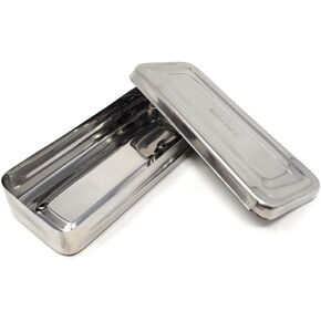 Multipurpose Instrument Box Stainless Steel Container Tray with Lid for Lab Instrument Supplies to Store, Arrange, Transfer, Organize - 7"L x 3"W x 1.5"H in Kuwait