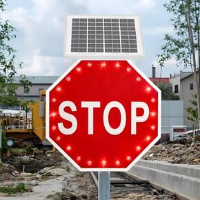 24" Solar-Powered LED Stop Sign, 24 High-Brightness LEDs, Aluminum Alloy, Intelligent Sensor, 0.5-Mile Visibility, Durable Traffic Safety Sign in Saudi Arabia