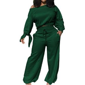 sexycherry Casual 2 Piece Outfits for Women Long Sleeve Sweatsuit Jogging Straight Long Pants Sets with Pockets in Kuwait
