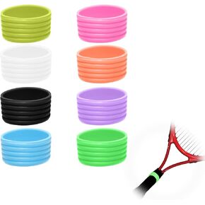 8 Color Tennis Racket Silicone Handle Grip Ring Band, Non Slip Racket Rubber Ring, Elastic Sweat‑Absorbent Overgrip Protector for Tennis Pickleball Badminton Players in Kuwait